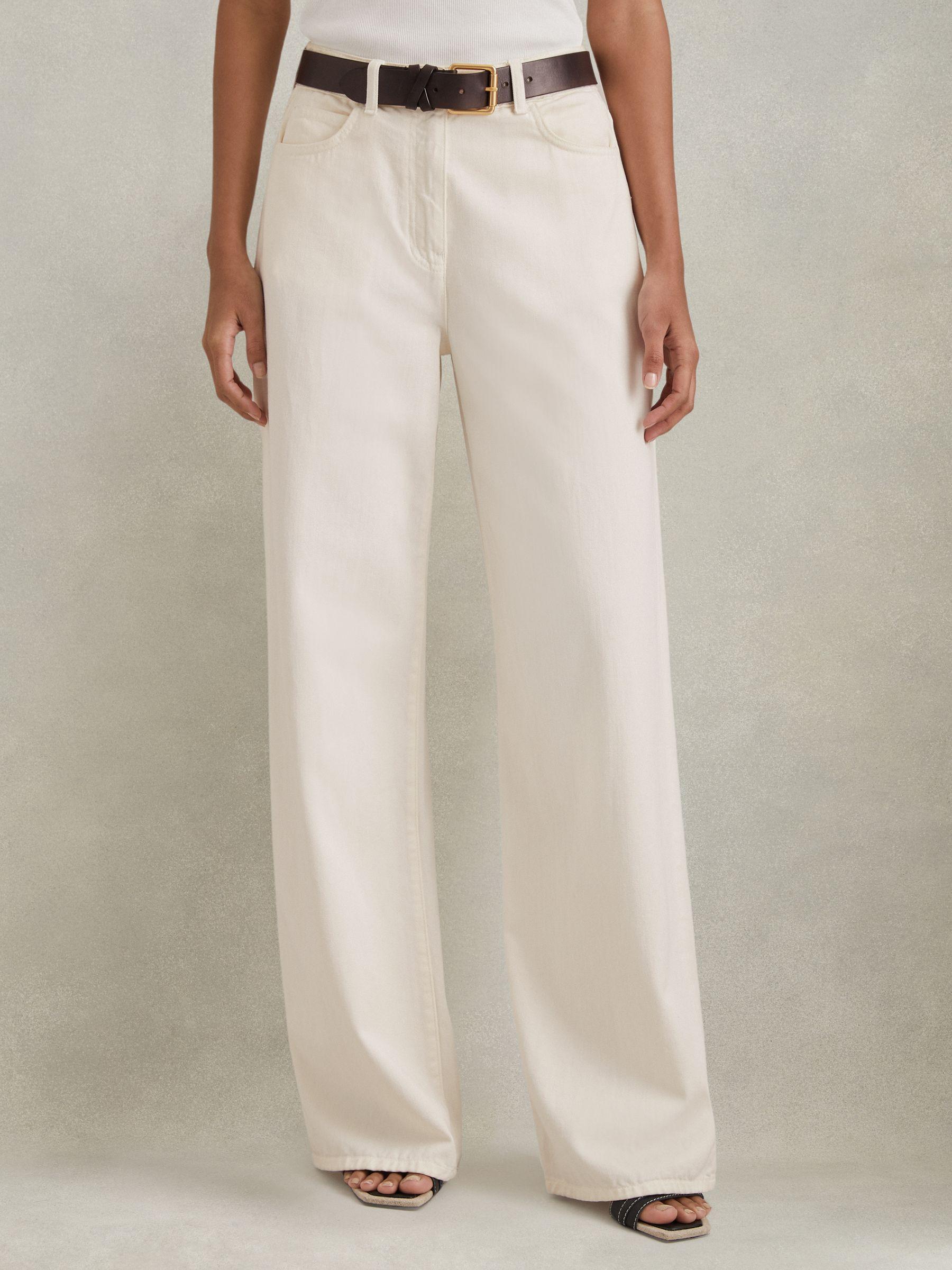 Garment Dyed Wide Leg Trousers in Cream Product Image