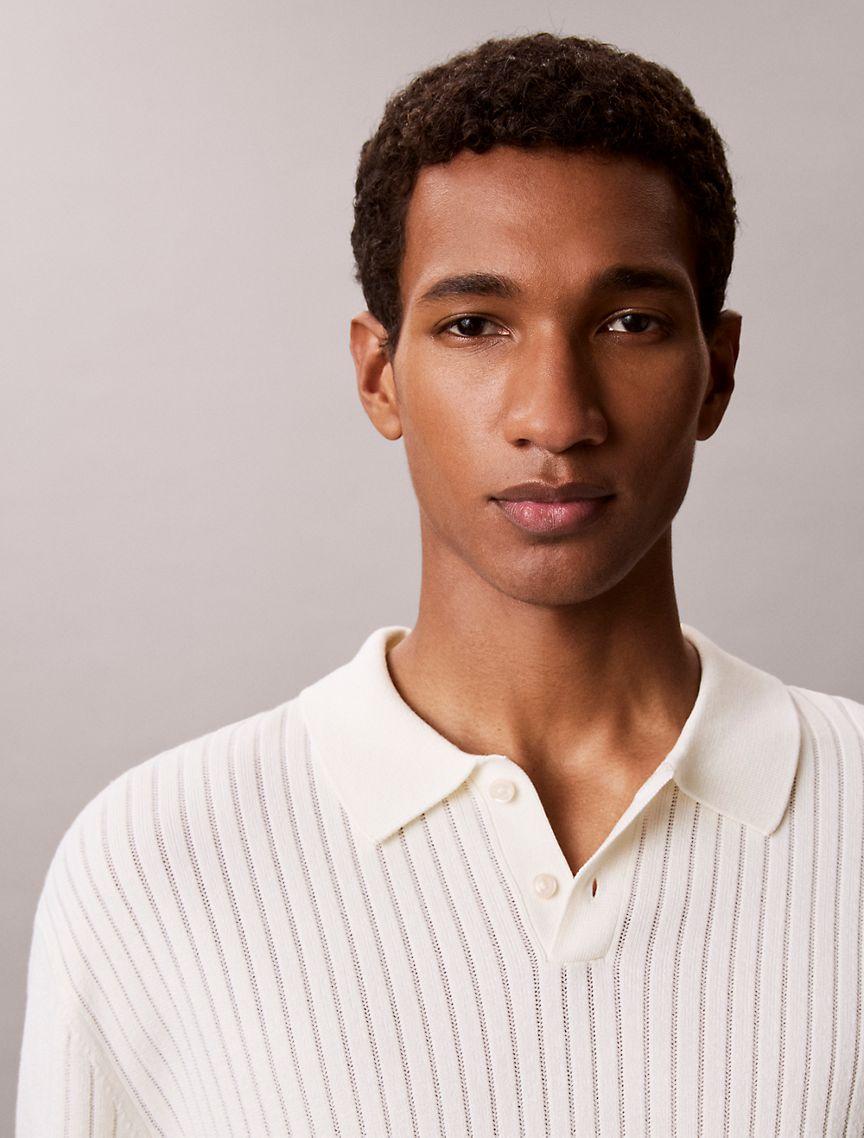 Ribbed Sweater Polo Shirt Product Image