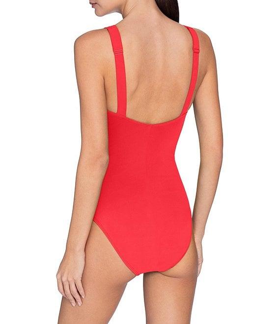 ROBIN PICCONE Ava Solid Matte Jersey V-Neck Keyhole Underwire Plunge One Piece Swimsuit Product Image