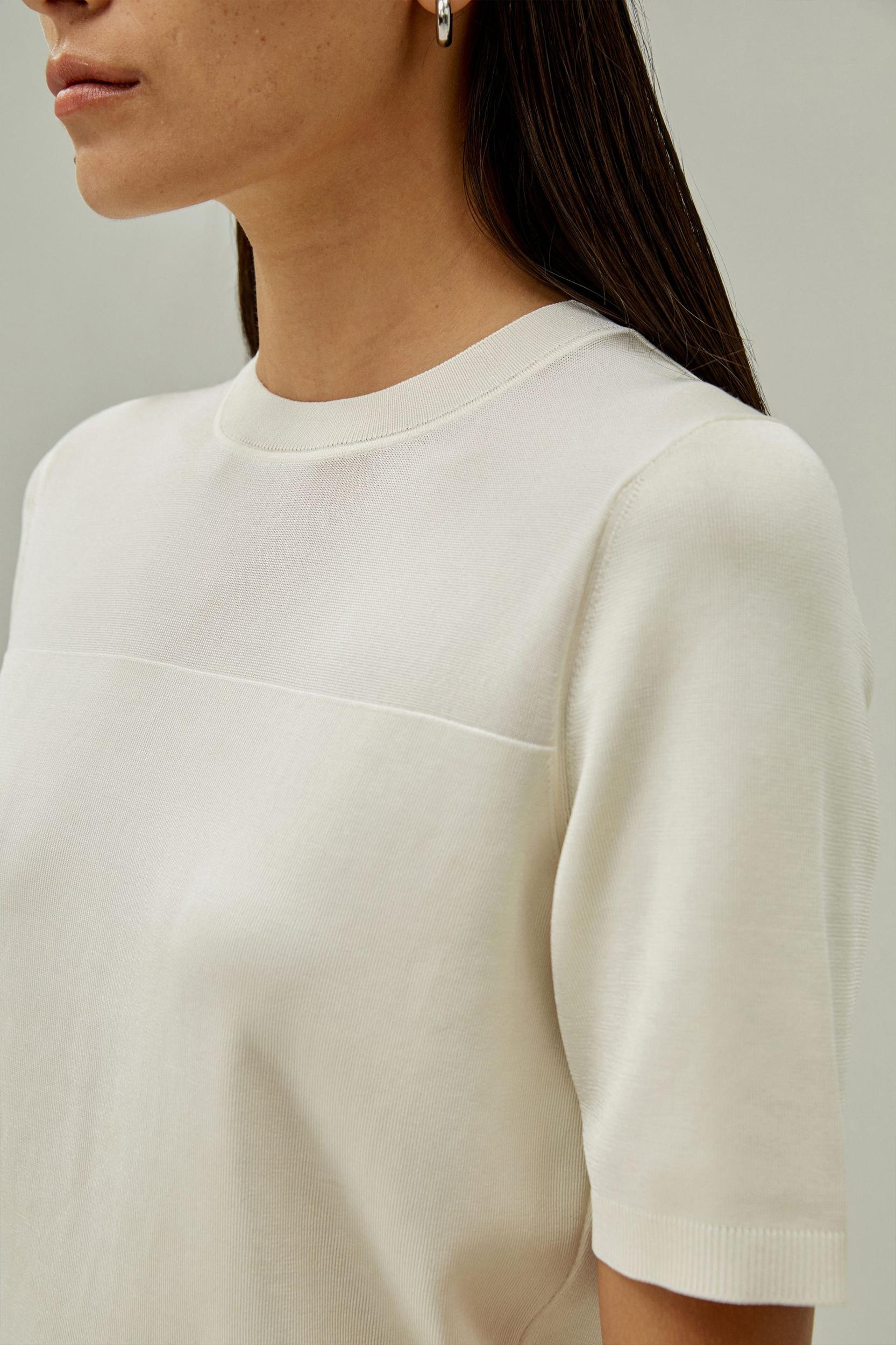 Sophisticated Dual-Knit Silk T-Shirt Product Image