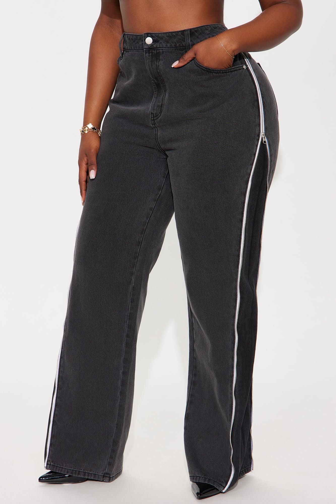 Zip It Up Straight Leg Jeans - Black Product Image