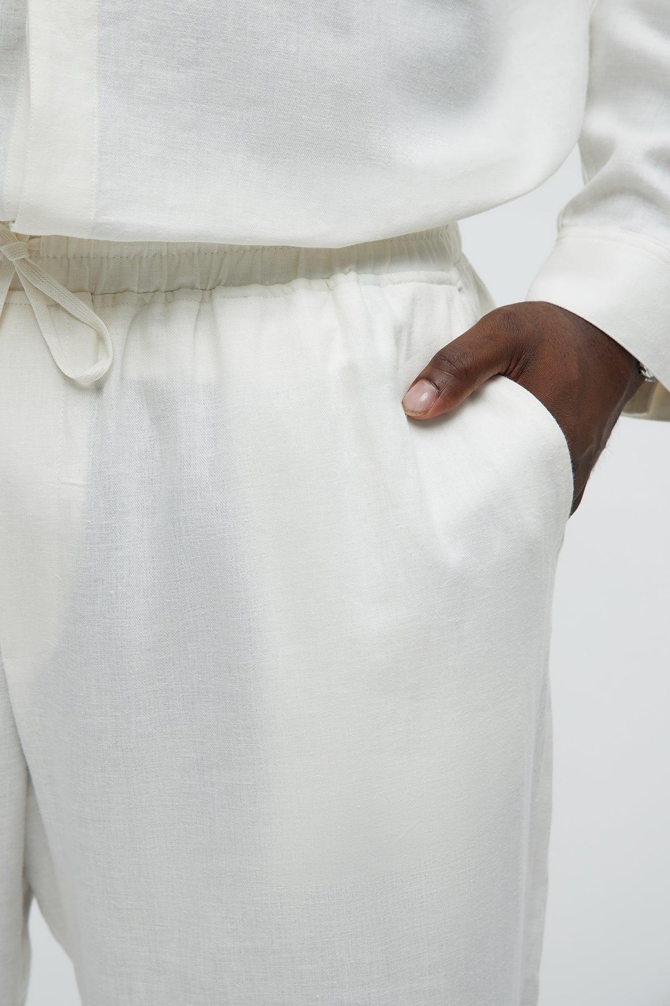 Bahamas Straight Linen Pants - White Product Image