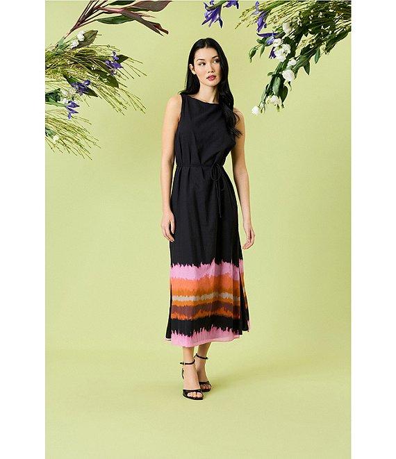 Donna Morgan Voile Ombre Print Boat Neck Sleeveless Blouson Midi Dress Product Image