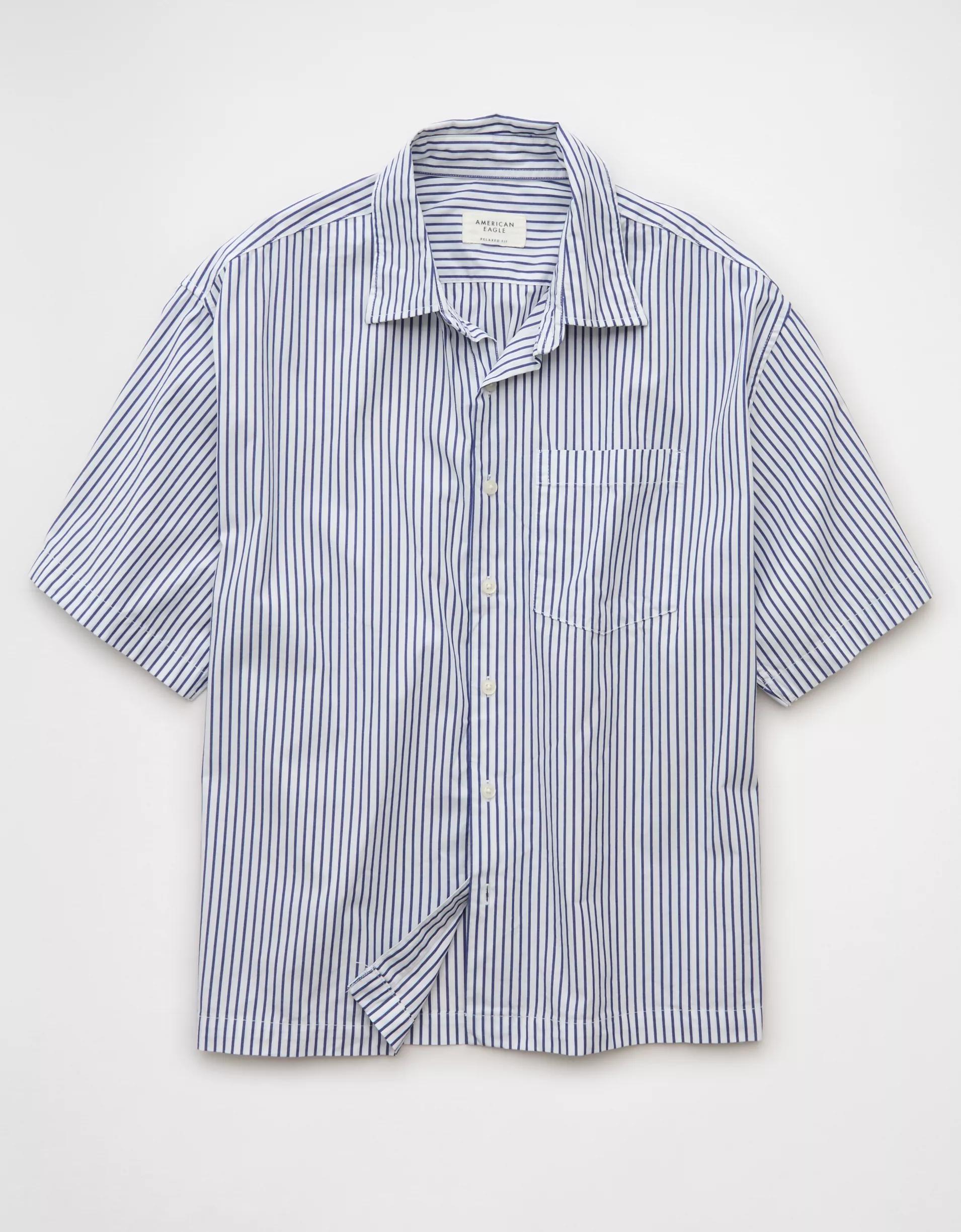 AE Poolside Poplin Striped Button-Up Shirt Product Image