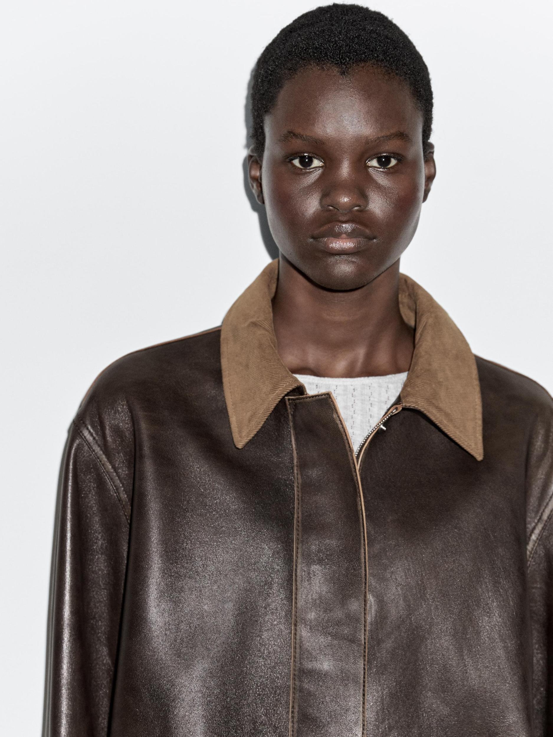 Nappa leather parka with corduroy detail Product Image