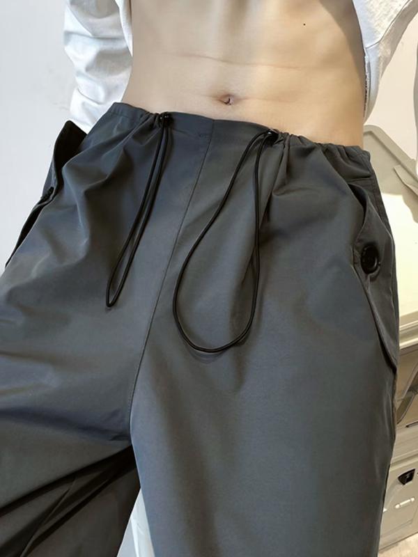 Men's Vintage Drawstring Lace Up Parachute Cargo Pants Product Image
