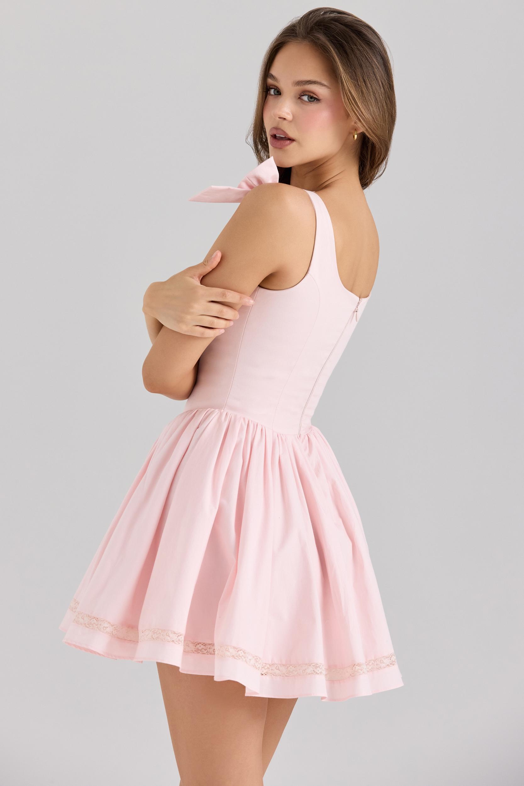 Lyla  pink stretch cotton mini dress Product Image