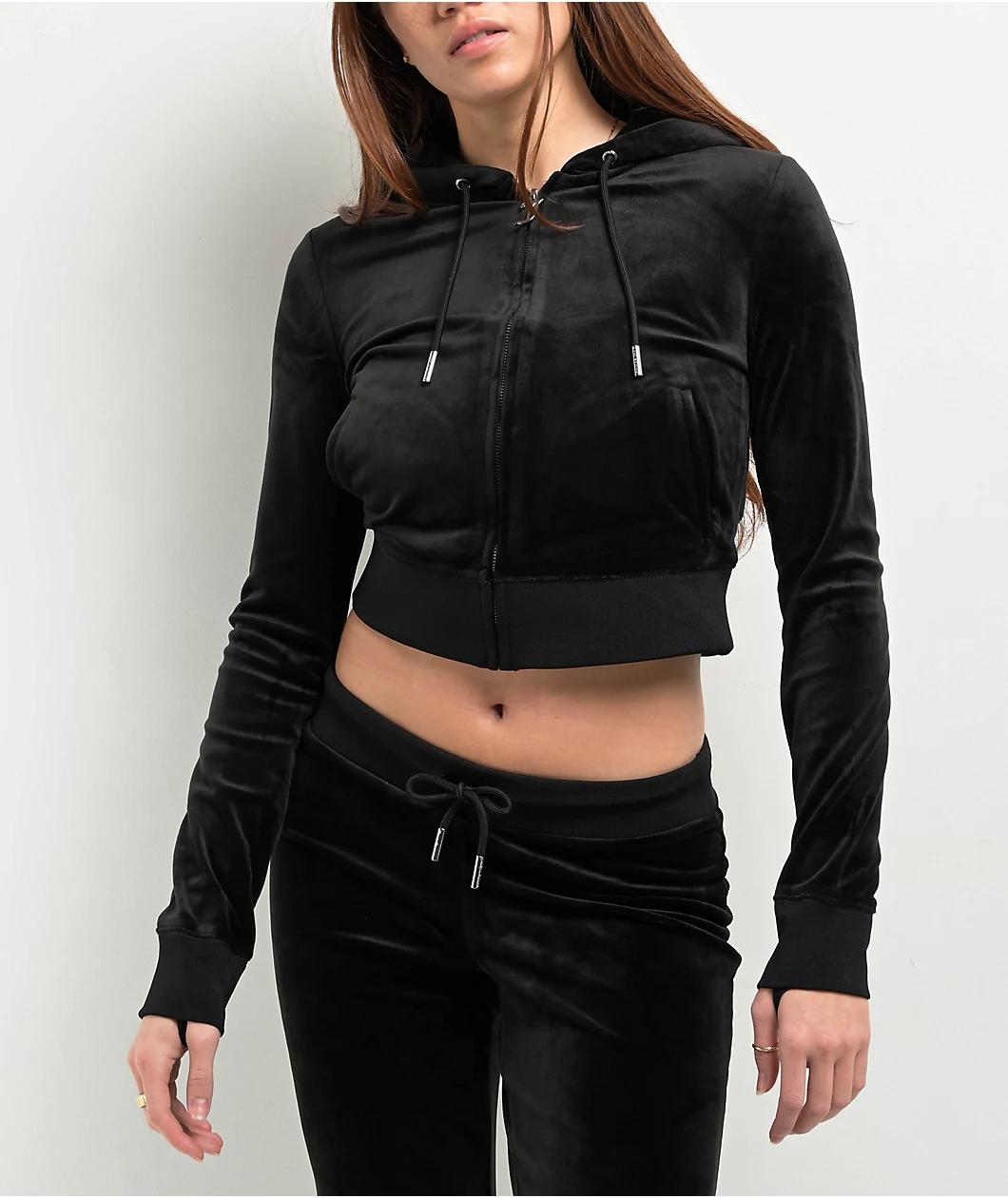 Juicy Couture OG Big Bling Licorice Velour Zip Hoodie Product Image