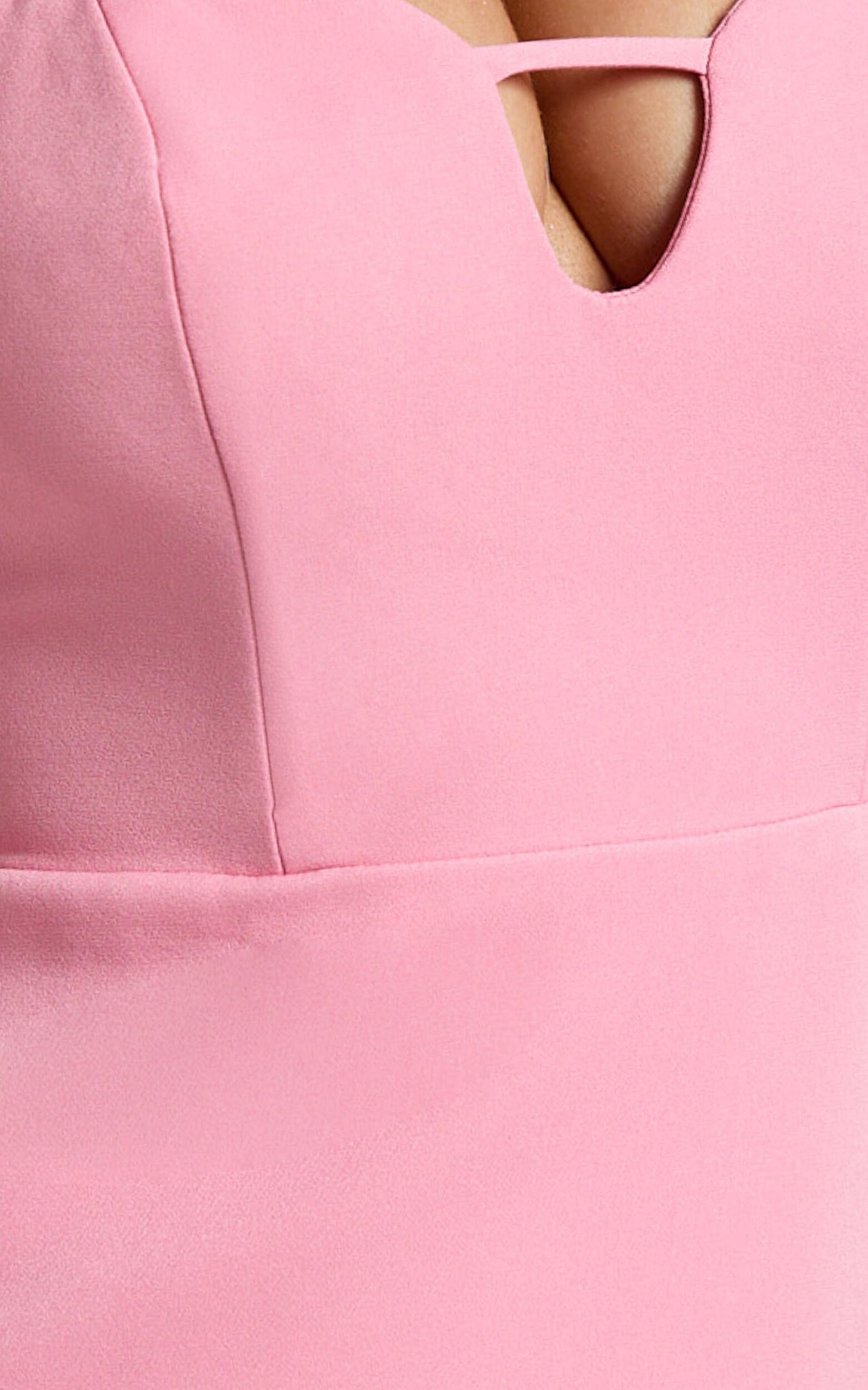 Kira Mini Dress - Sweetheart Neck Tulip Dress in Pink Product Image