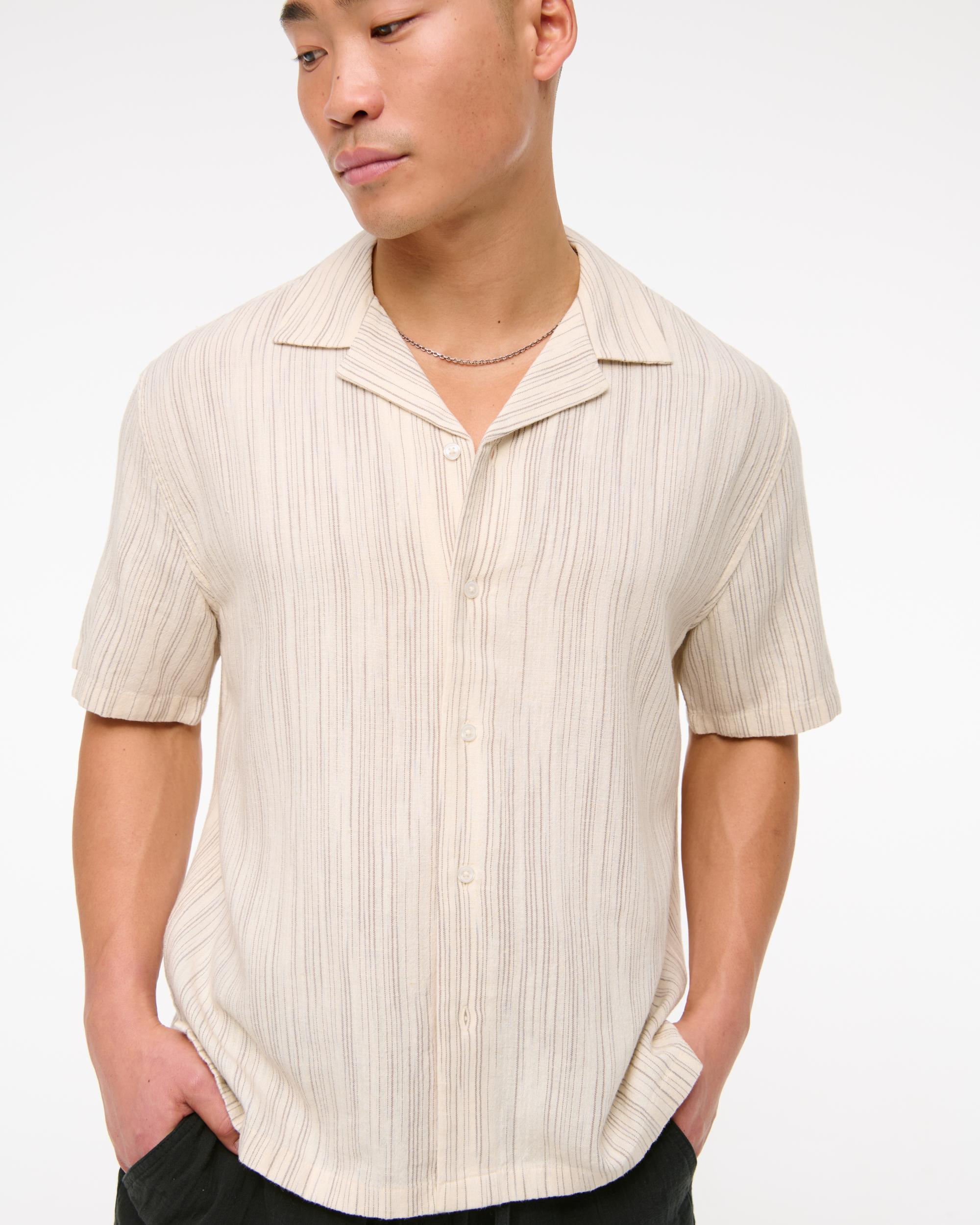 Camp Collar Summer Linen-Blend Shirt Product Image
