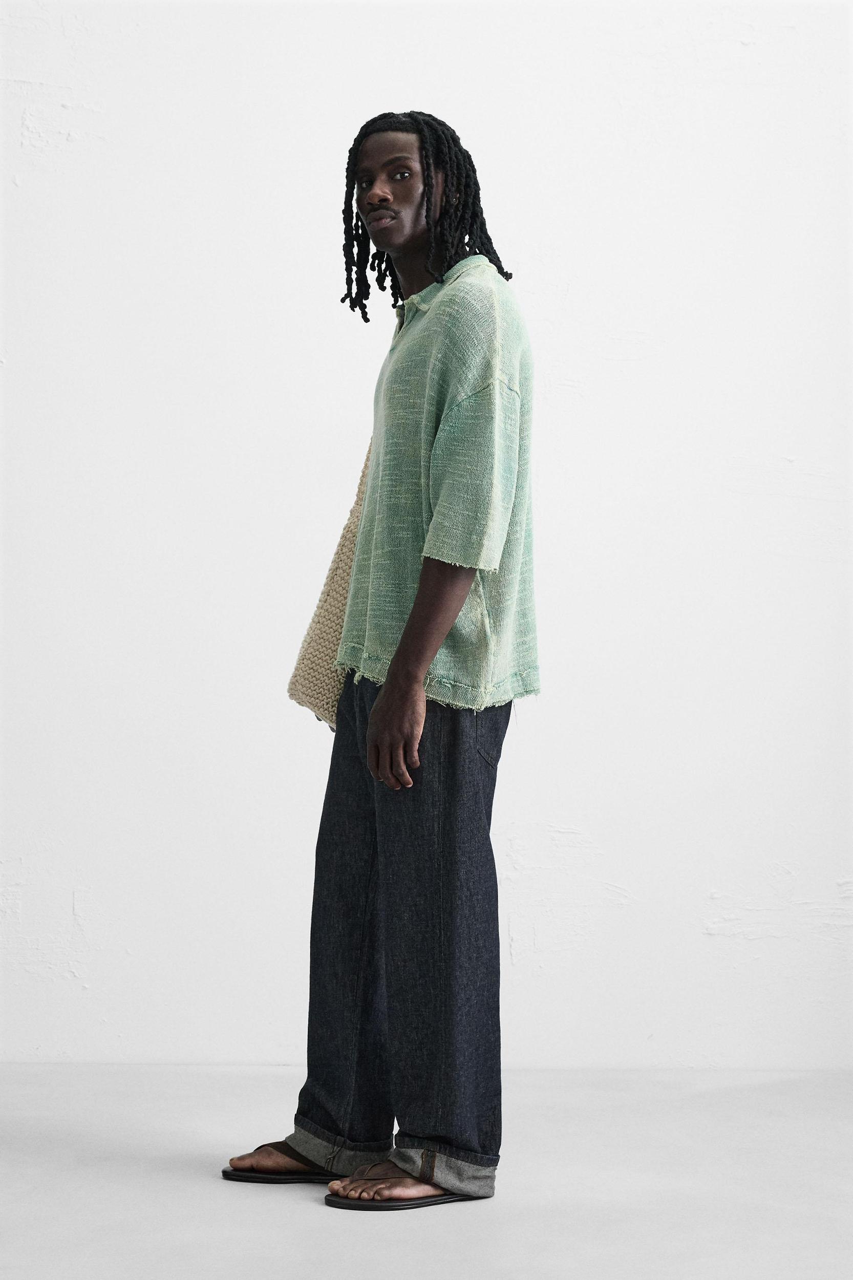 WASHED KNIT POLO SHIRT Product Image