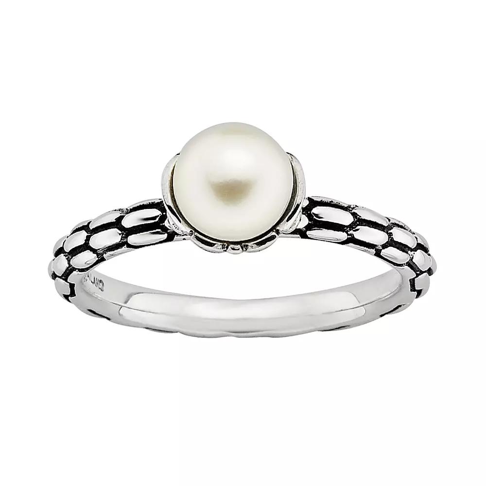 Stacks & Stones Sterling Silver Freshwater Cultured Pearl Stack Ring, Women's, Size: 9, White Product Image