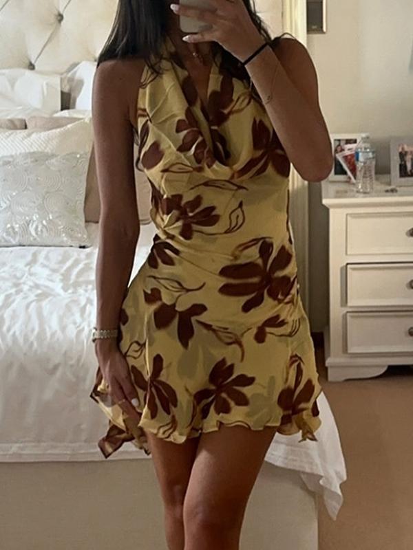 Floral Print Wrap Mini Dress Product Image
