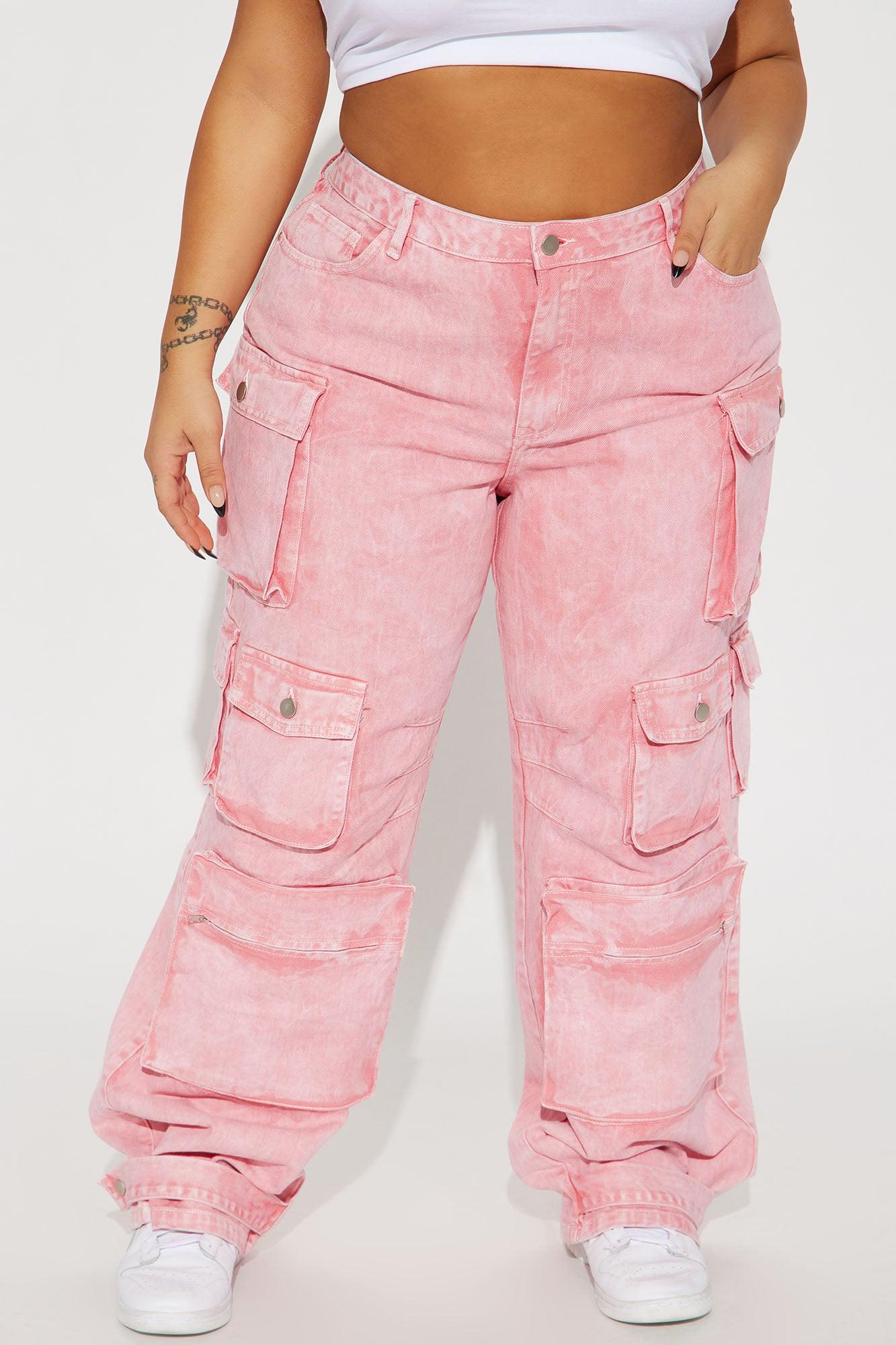 Billie Low Slung Cargo Jeans - Pink Product Image
