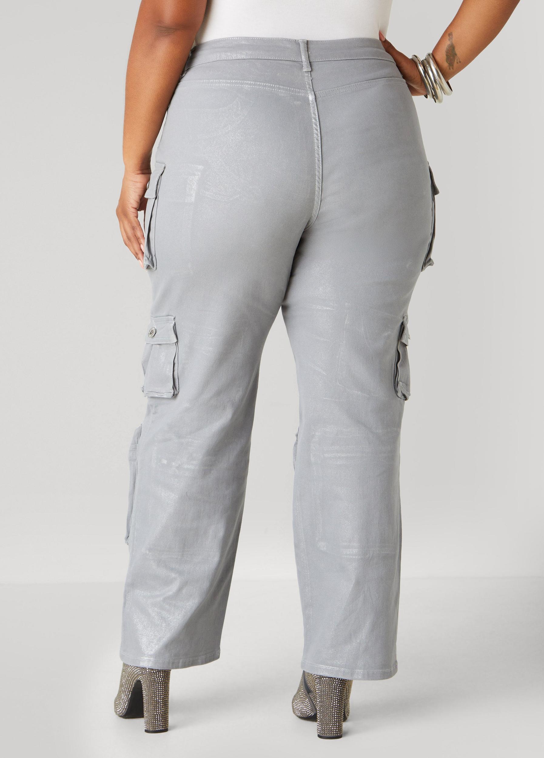 Plus Size Coated Cargo Jeans Ashley Stewart Product Image