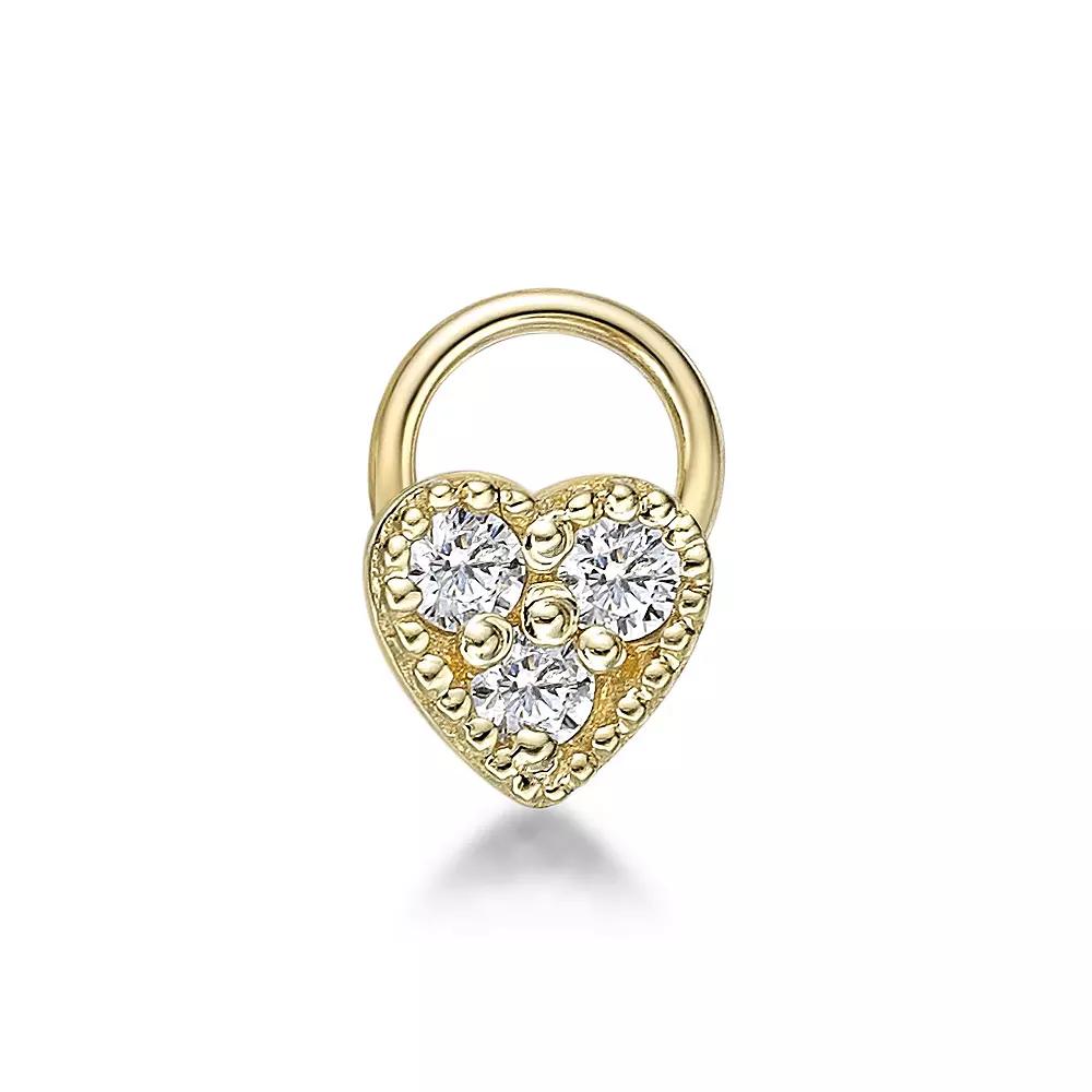 Lila Moon 10k Gold Lab-Grown Diamond Accent Heart Nose Stud, Women's Product Image