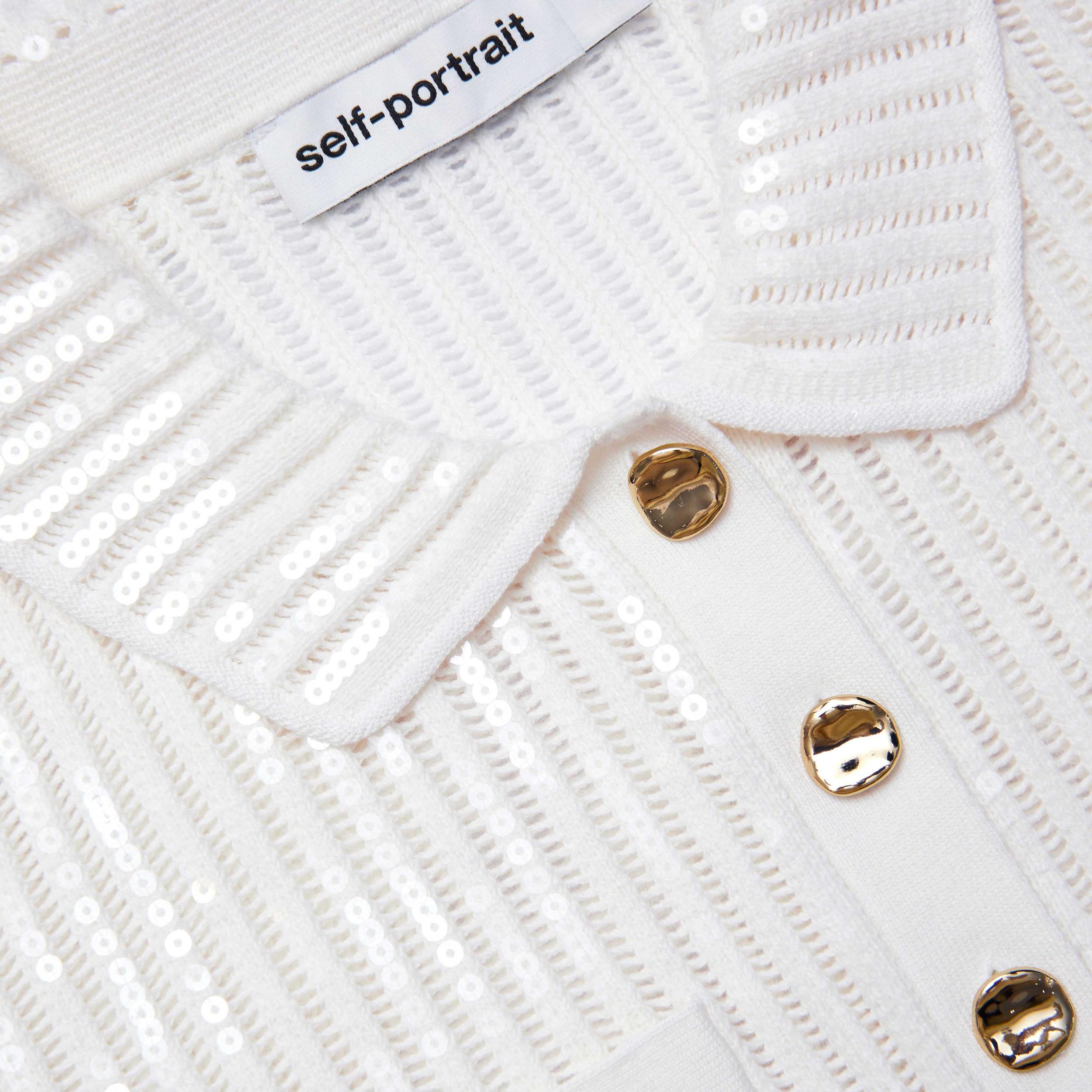 White Sequin Crochet Mini Dress Product Image