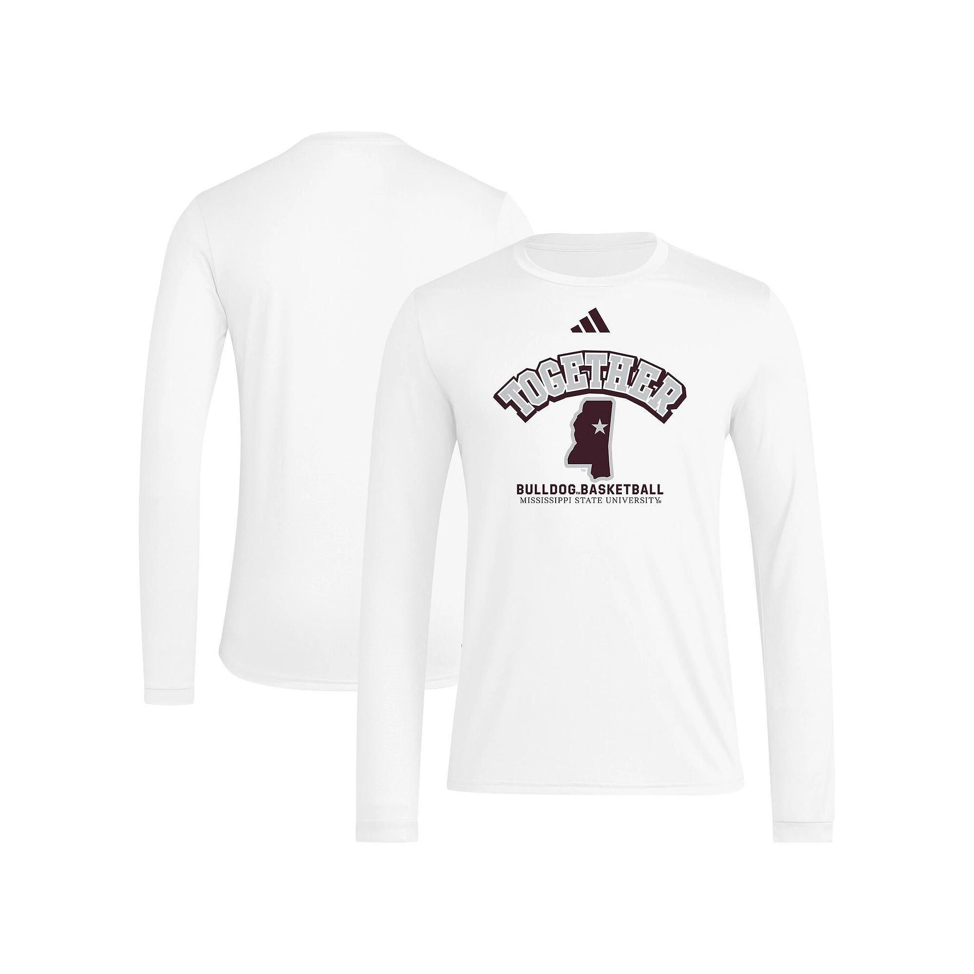Men's adidas White Mississippi State Bulldogs Together On-Court Pregame Long Sleeve T-Shirt, Size: Small, Mst White Product Image
