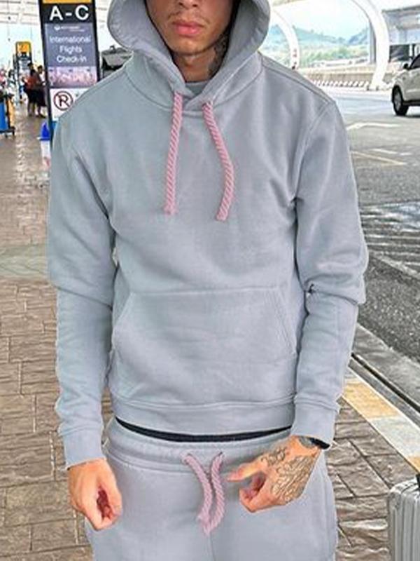 Men's Contrast Color Letter Print Drawstring Oversized Hoodie Product Image