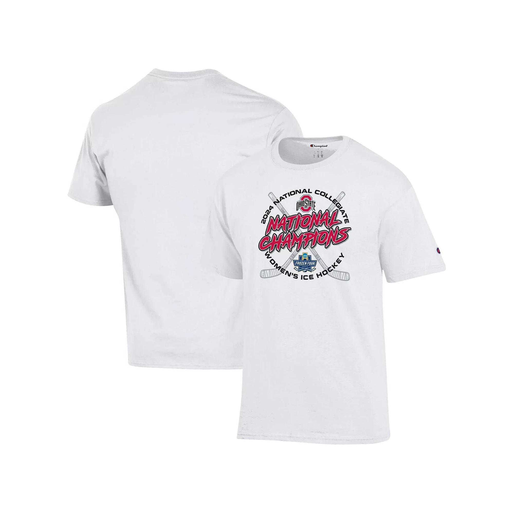Unisex Champion White Ohio State Buckeyes 2024 NCAA Women's Ice Hockey National Champions Locker Room T-Shirt,  Product Image