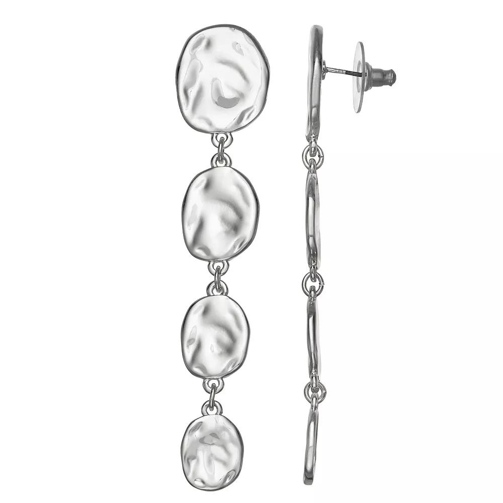 Nine West Silver Tone Graduated Linear Drop Earrings, Women's Product Image