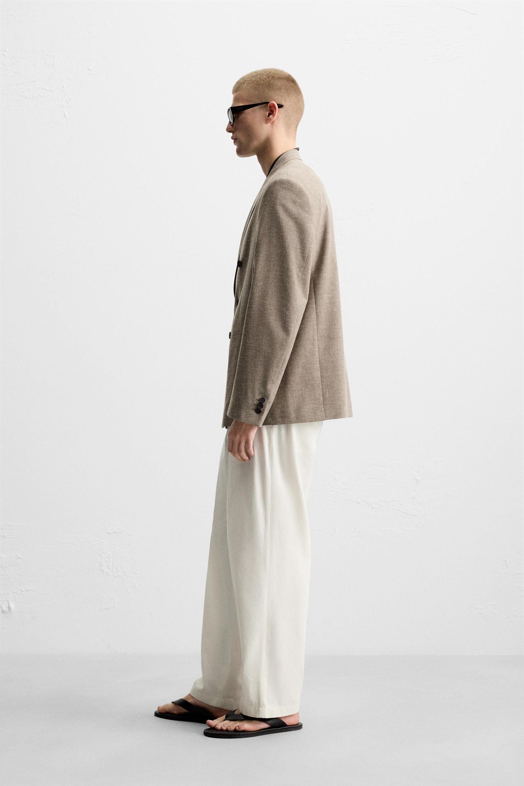 DOUBLE BREASTED TEXTURED WEAVE JACKET Product Image