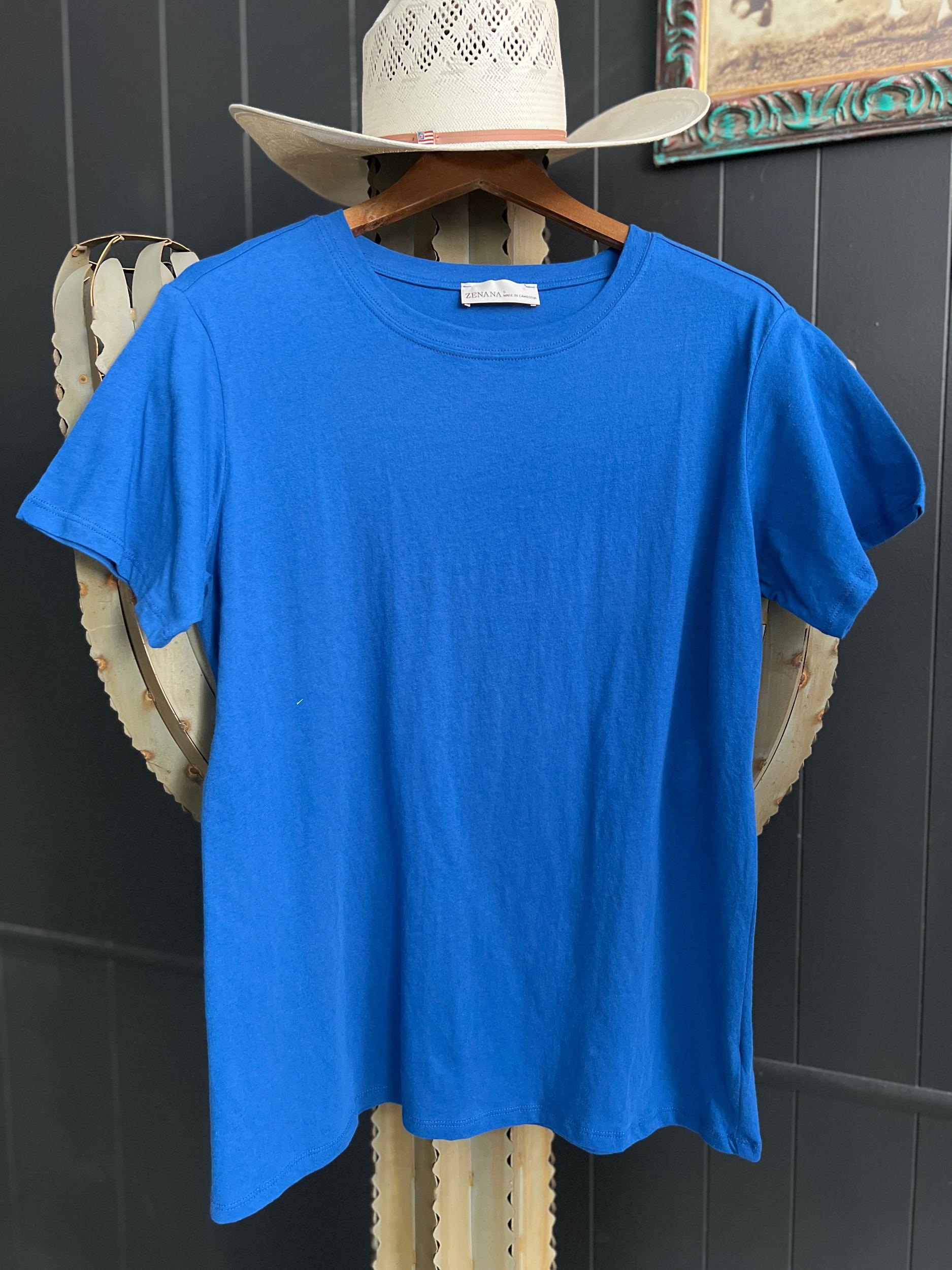 Zenana Cotton Boyfriend Round Neck Basic Tee Product Image