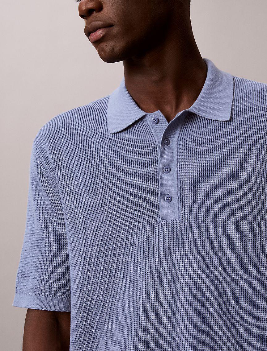 Waffle Cotton Polo Sweater Product Image