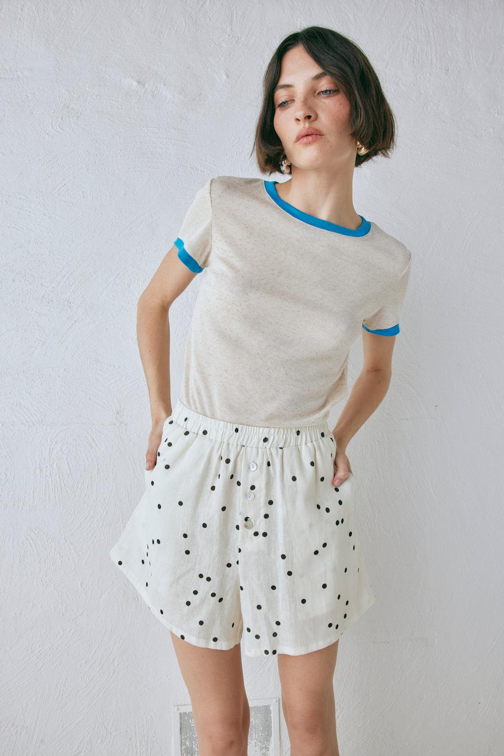 Eliza Linen Shorts Dot Product Image