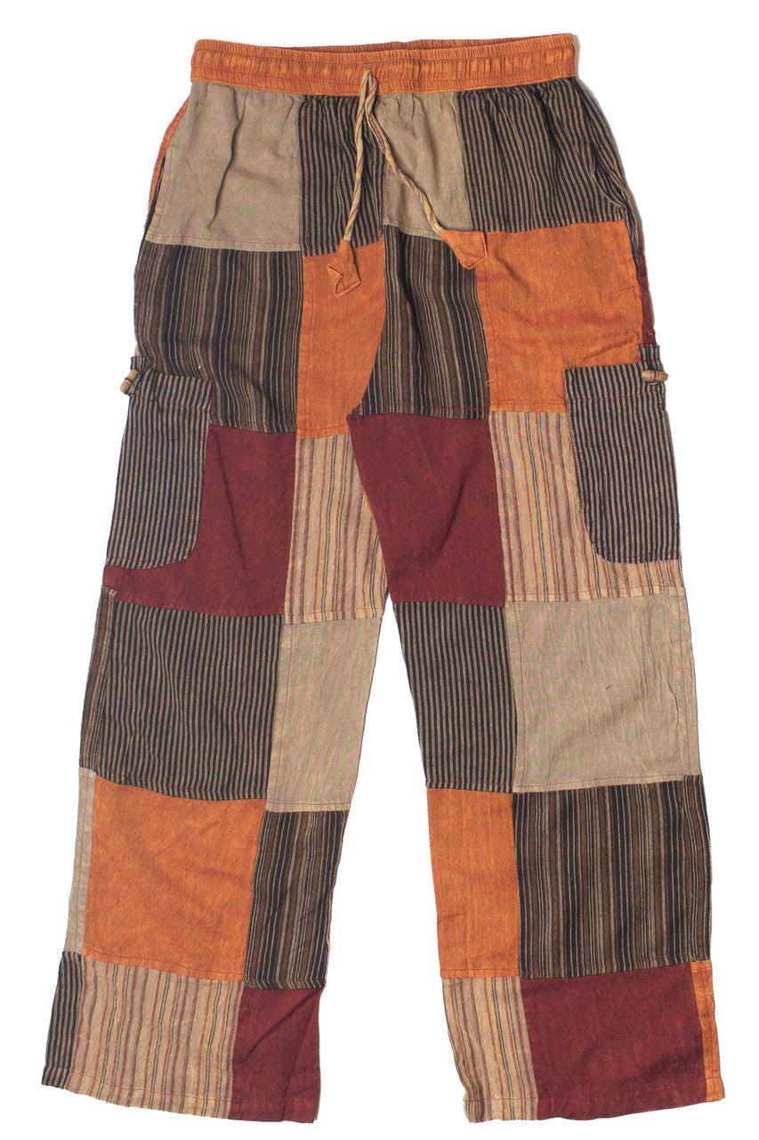 Rust Striped Patchwork Pants Product Image