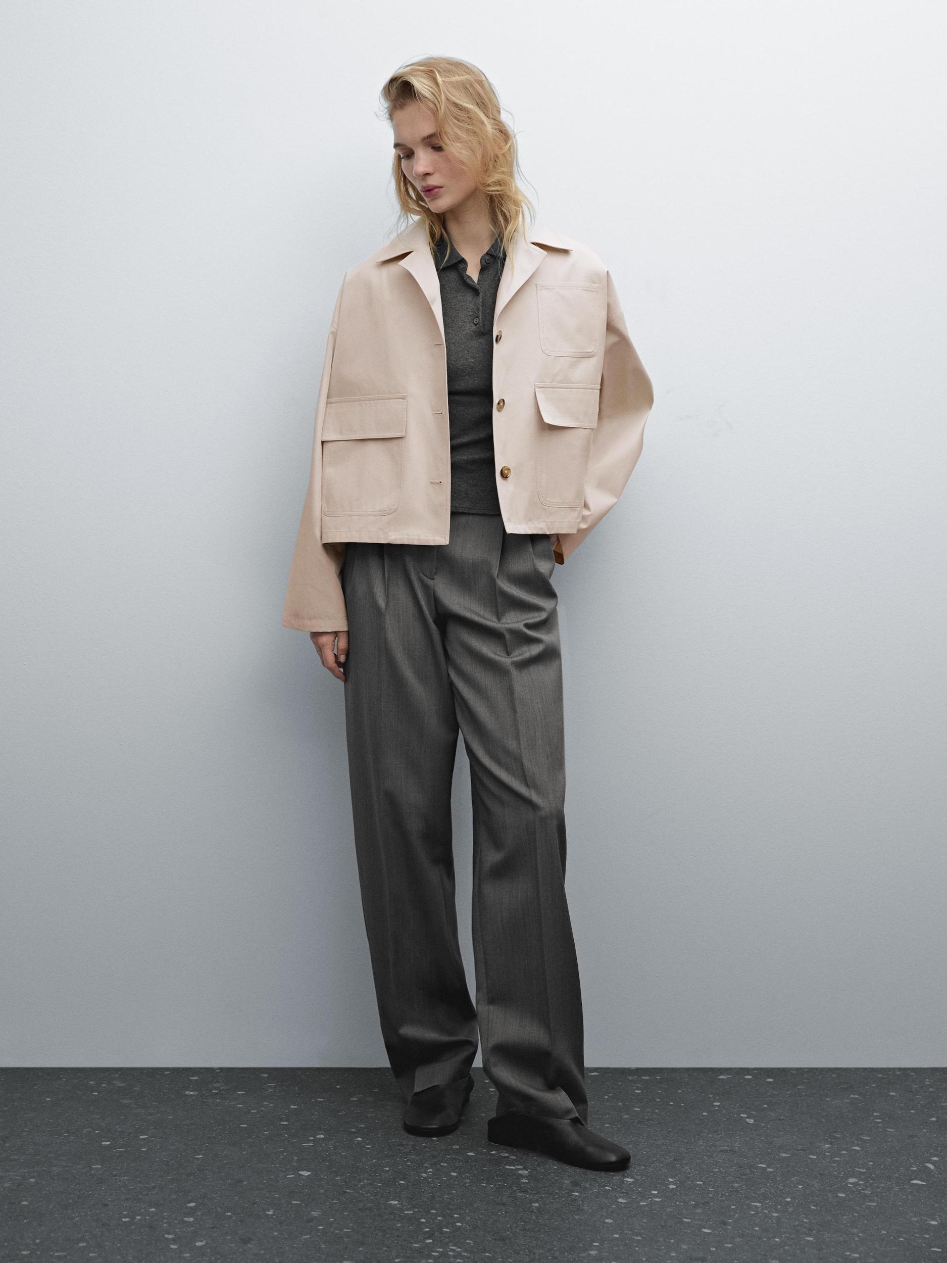 Water-repellent cotton cape jacket Product Image