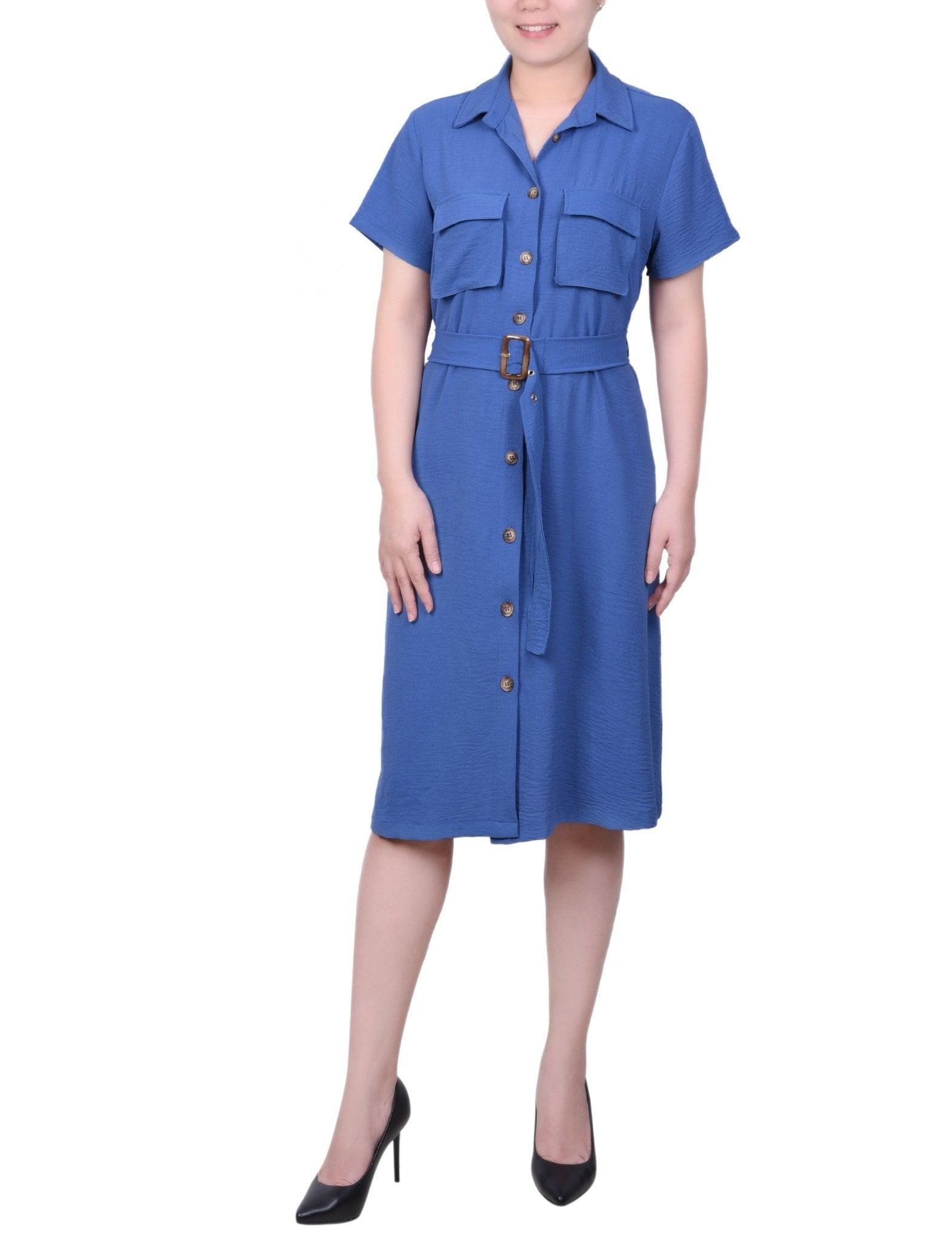 Meerkat Short Sleeve Belted Shirtdress Product Image