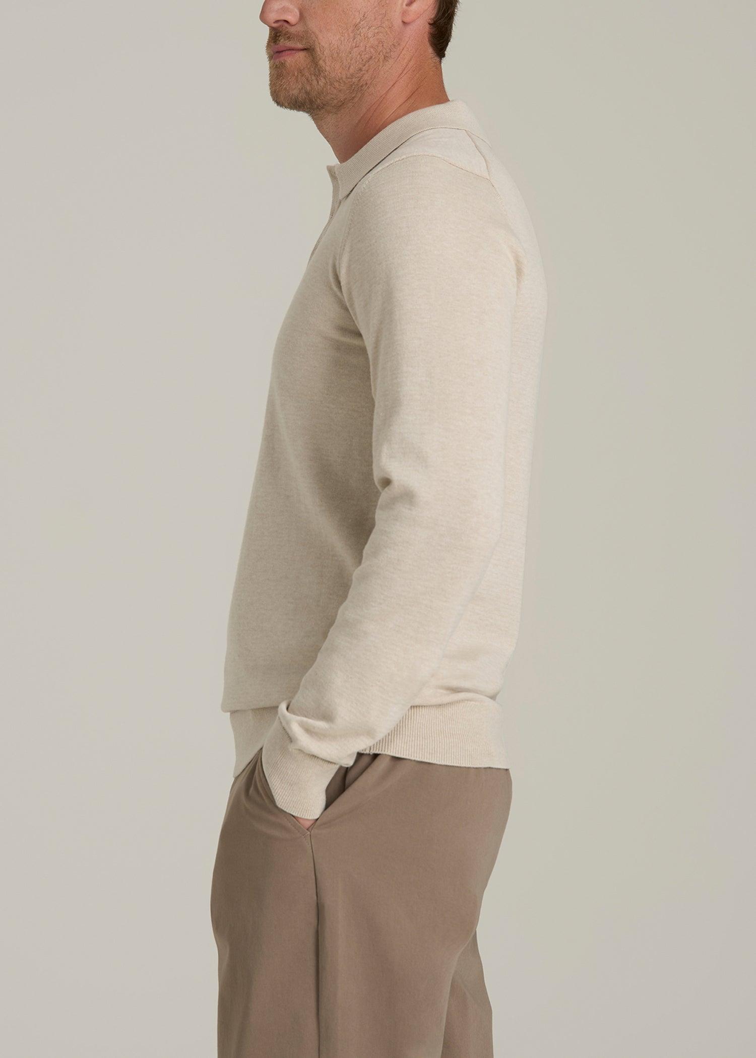 Polo Sweater for Tall Men in Vanilla Latte Mix Male Product Image