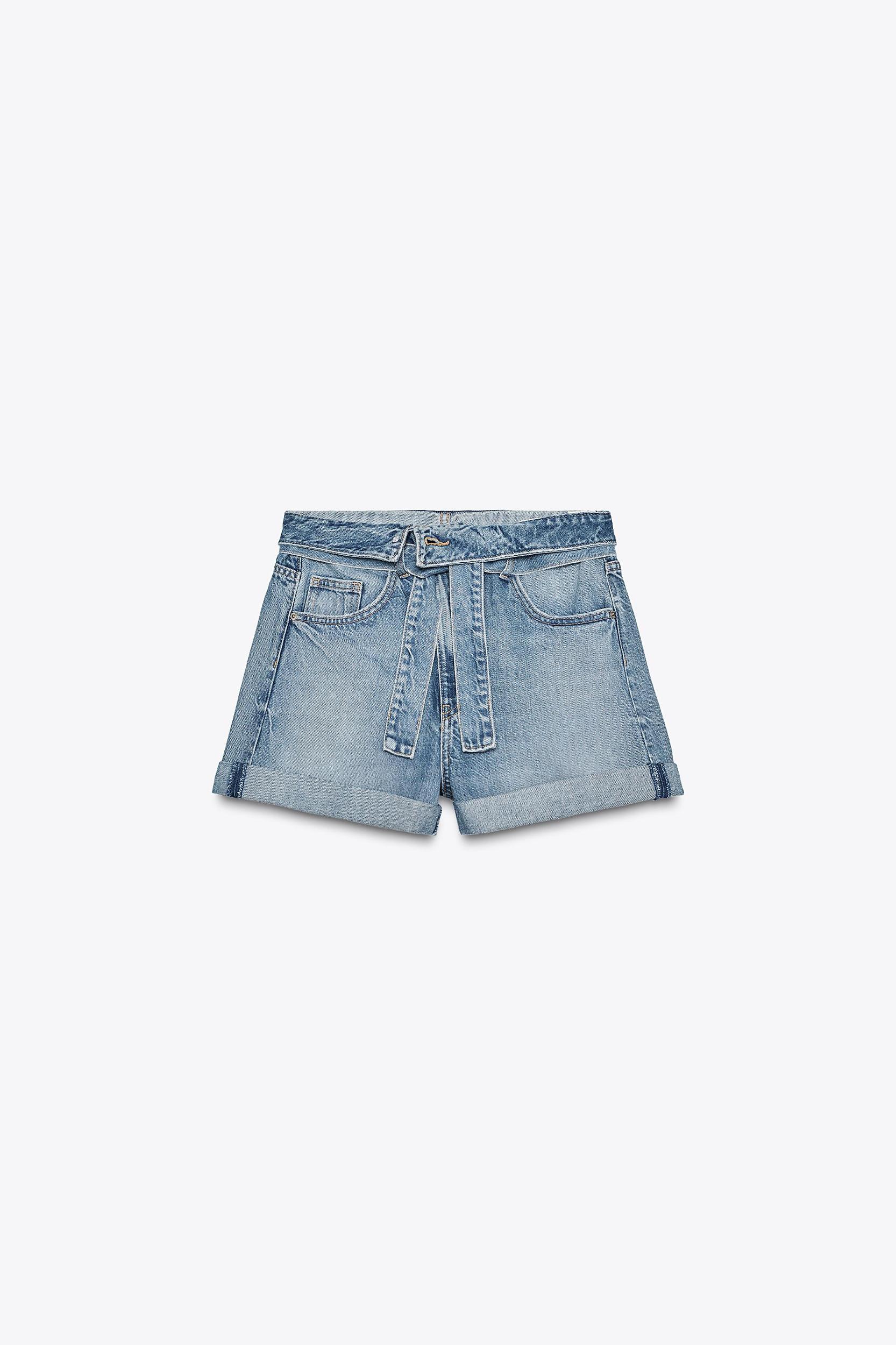 TRF DENIM BELTED SHORTS Product Image
