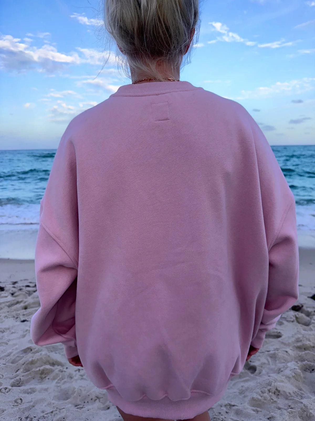 Sunkissed Collegiate Embroider Oversized Crewneck Sweatshirt Product Image