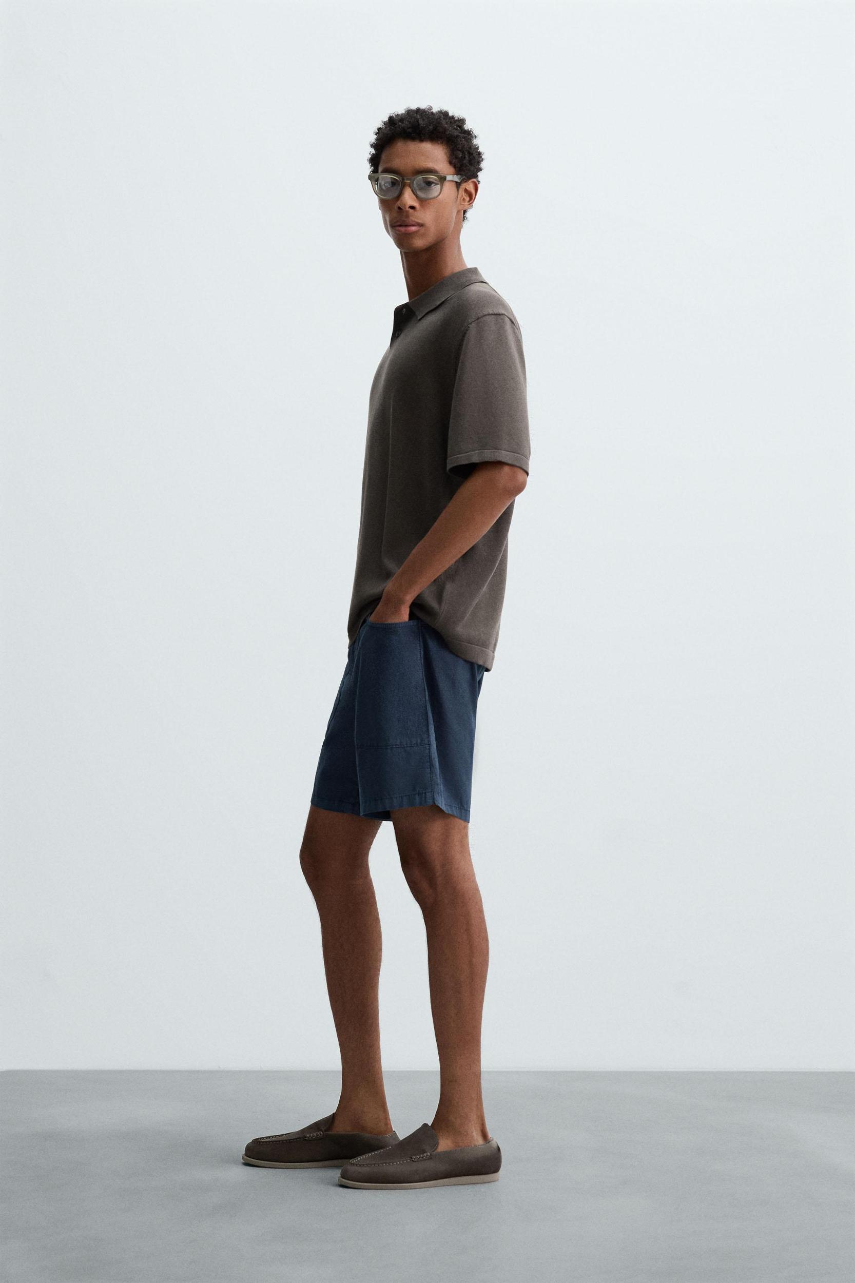 WASHED COTTON BERMUDA SHORTS Product Image