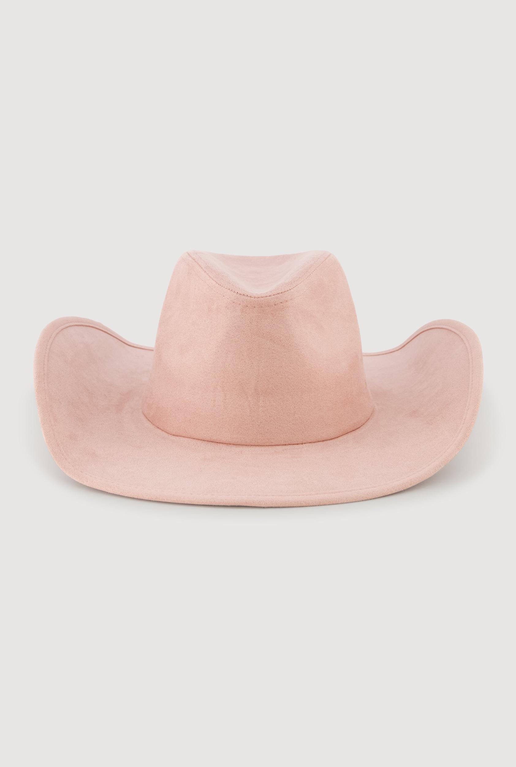 Faux Suede Rhinestone Brim Cowboy Hat Female Product Image