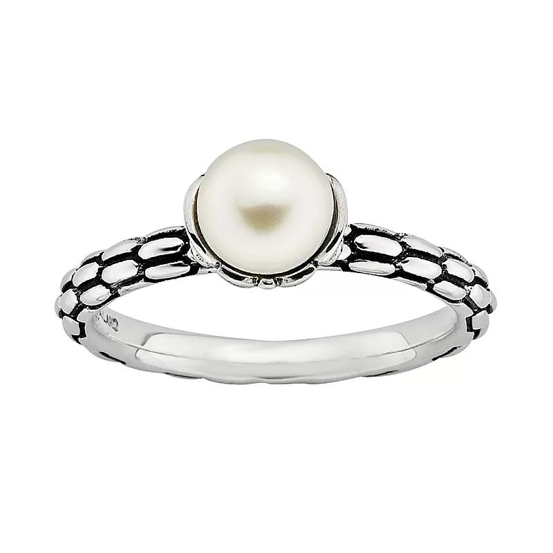 Stacks & Stones Sterling Silver Freshwater Cultured Pearl Stack Ring, Women's, Size: 9, White Product Image