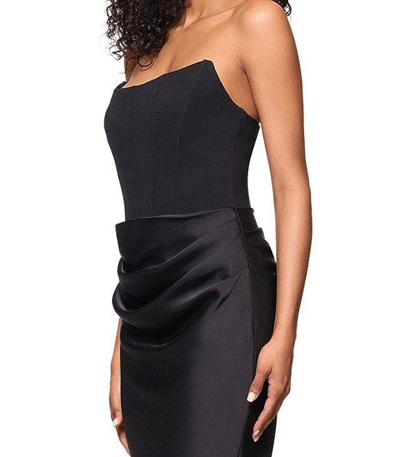 Betsy & Adam Sequin Strapless Sleeveless Draped Waist Mermaid Dress Product Image