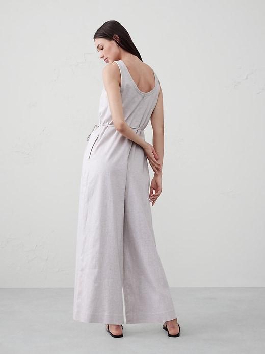 Linen-Blend Wide-Leg Jumpsuit Product Image