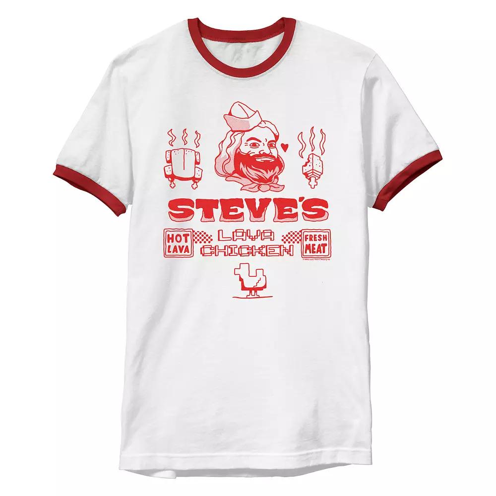 Men's Minecraft Movie Steve's Lava Chicken Ringer Graphic Tee,  Product Image