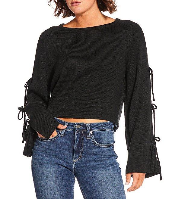 Double Zero Bow Detail Long Sleeve Sweater Product Image