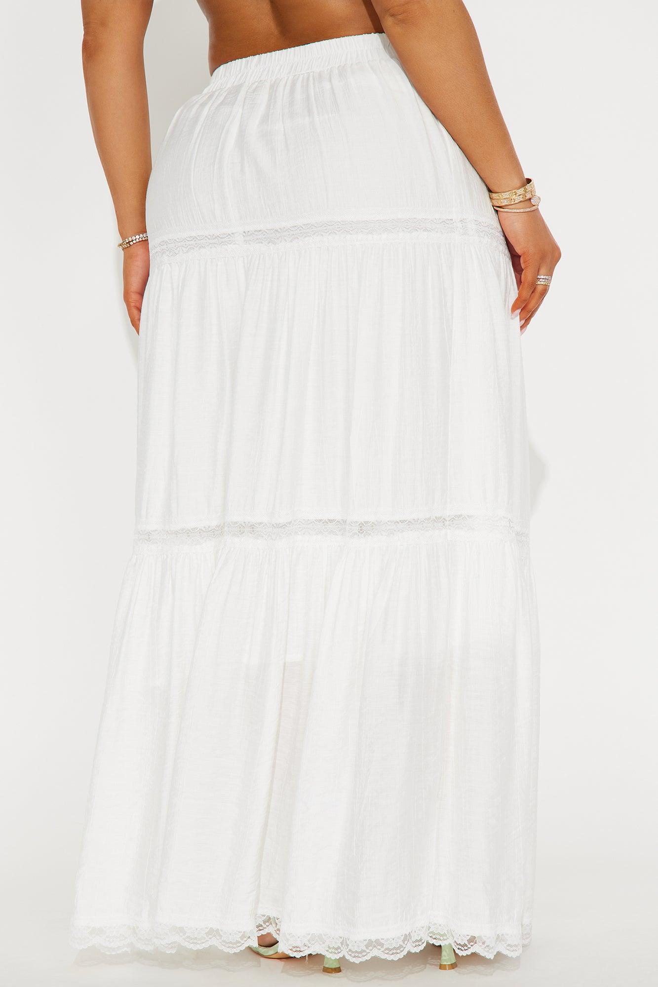 Natalia Tiered Gauze Maxi Skirt - White Product Image