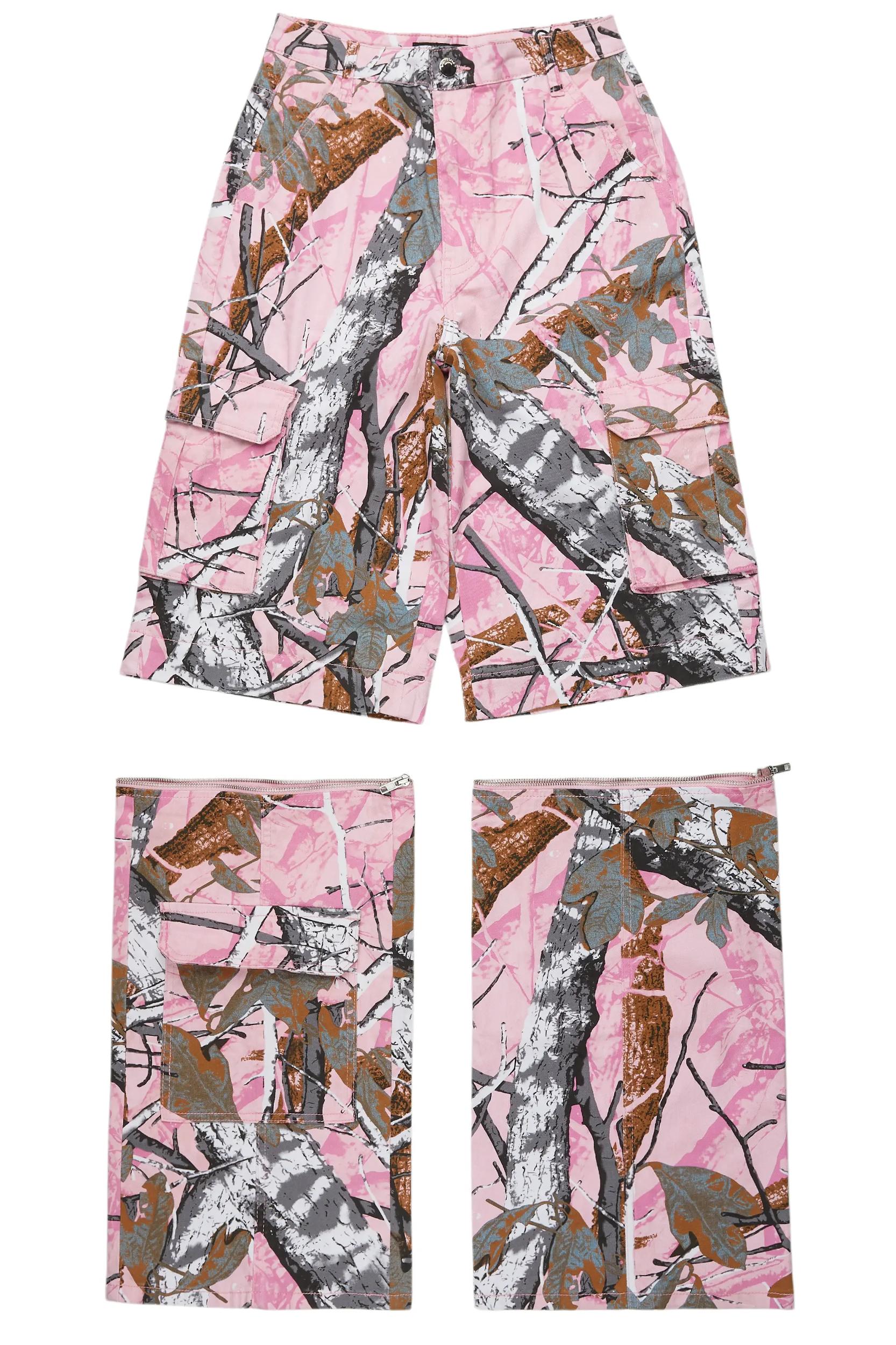 Precious Pink Tree Camo Baggy Stacked Jean Female Product Image