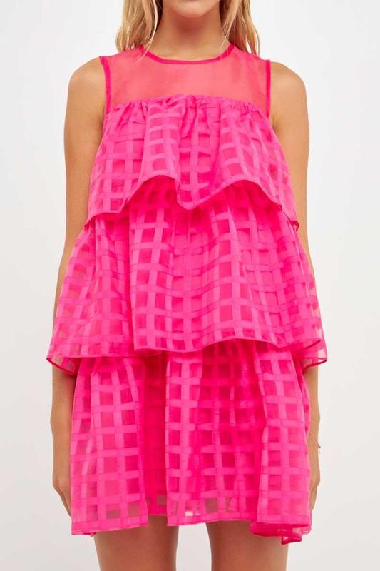 Molly Hot Pink Organza Dress Product Image