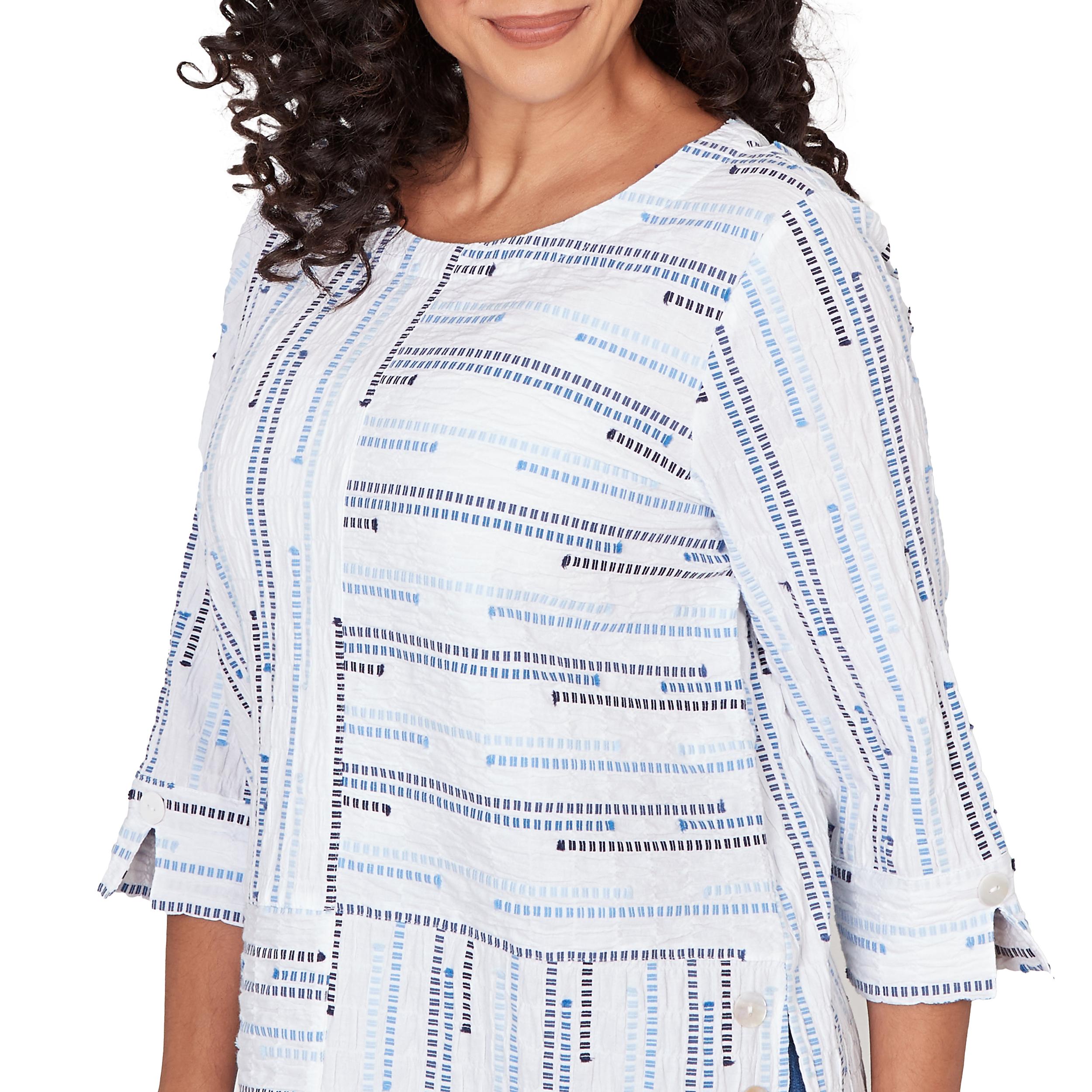 Alfred Dunner Spliced Jacquard Stripe Top- Petite Product Image