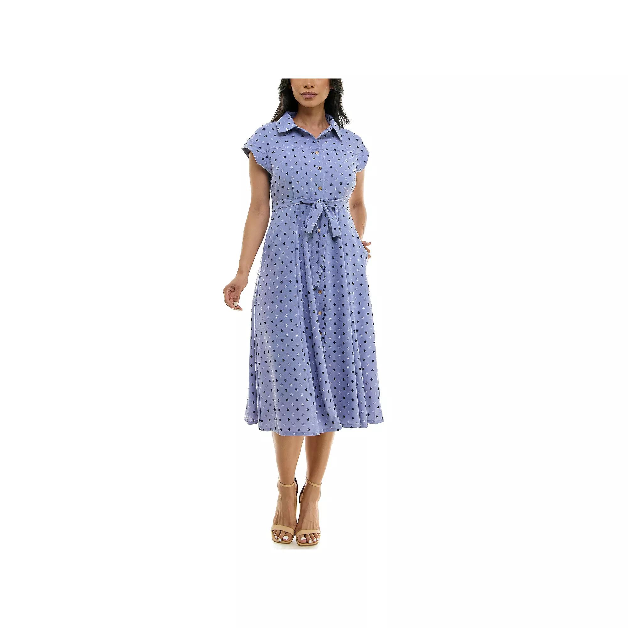 Women's Nina Leonard Collared Button Front Shirt Dress,  Product Image