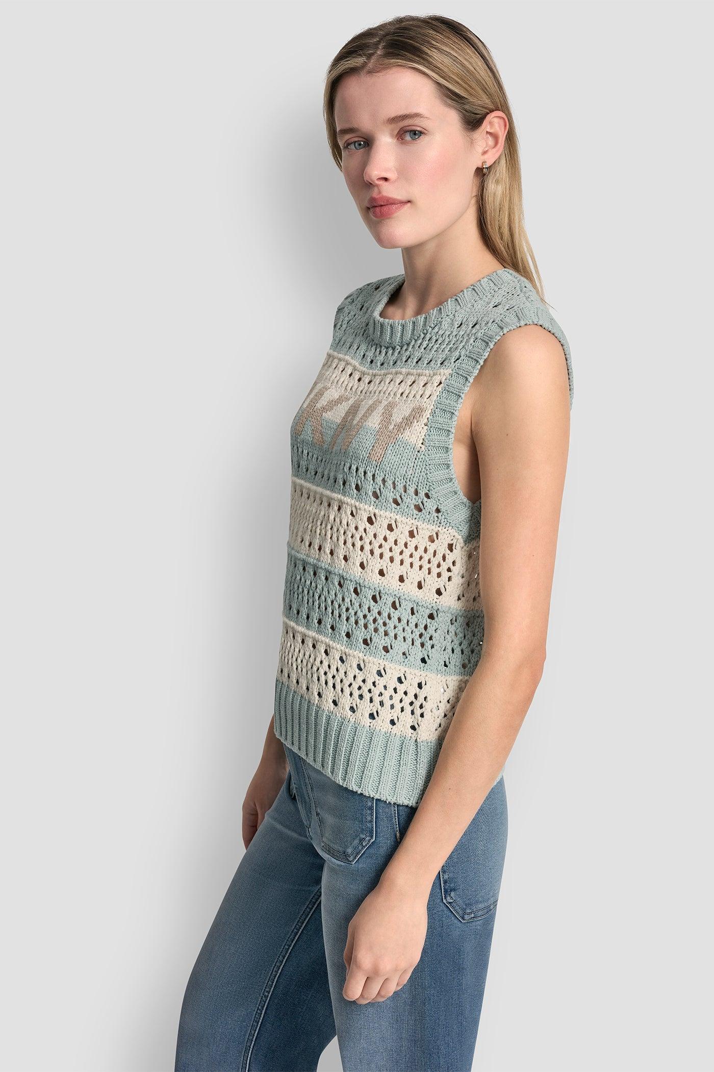 STRIPED POINTELLE STITCH SWEATER Product Image