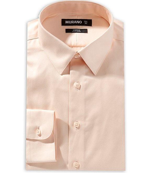Murano Slim-Fit Point Collar Solid Sateen Dress Shirt Product Image
