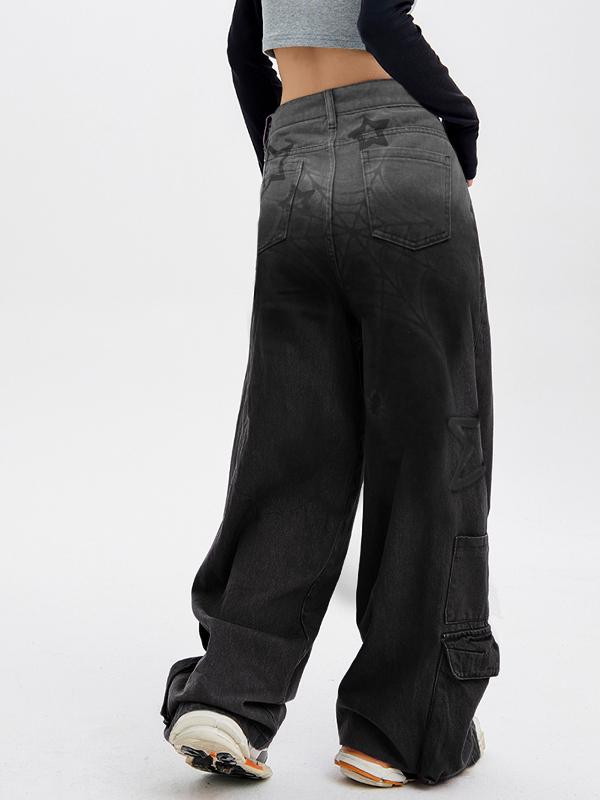 Star Spider Web Orint Cargo Jeans Product Image